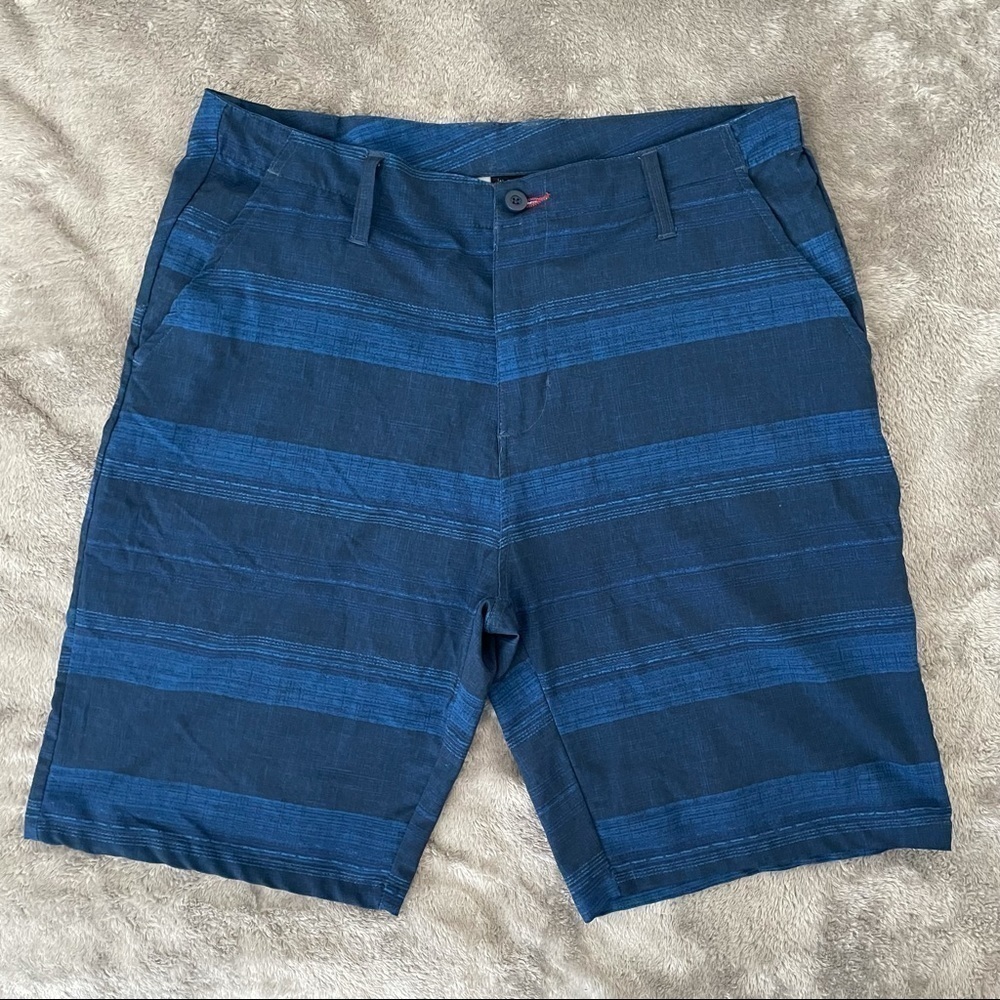 Burnside Blue Horizontal Striped Hybrid Shorts Size 36 Men's Board Shorts
